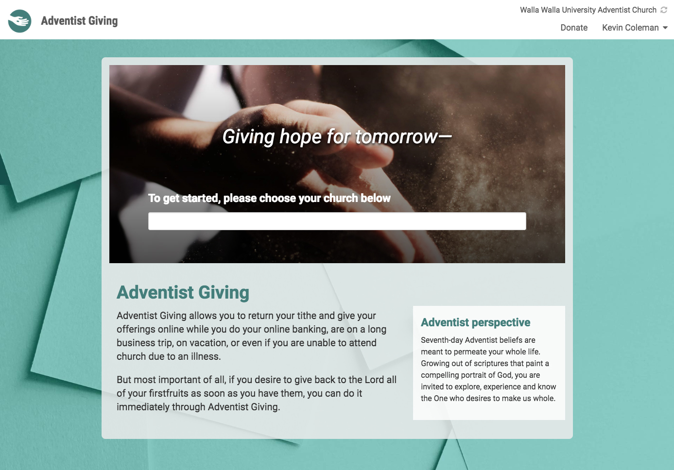 Donation Envelope website layout